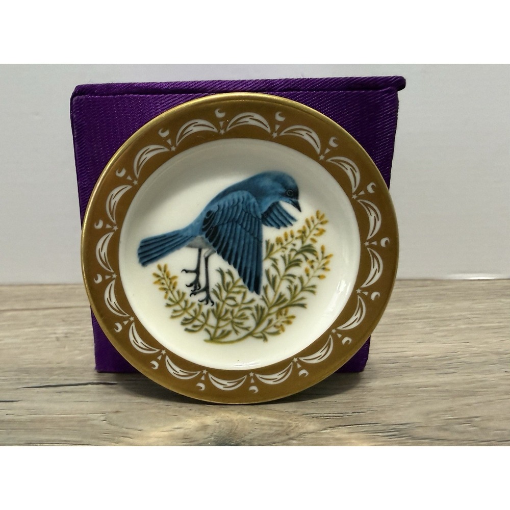 State Birds Flowers Franklin MINI Plate Nevada Mountain Bluebird Sagebrush 3"